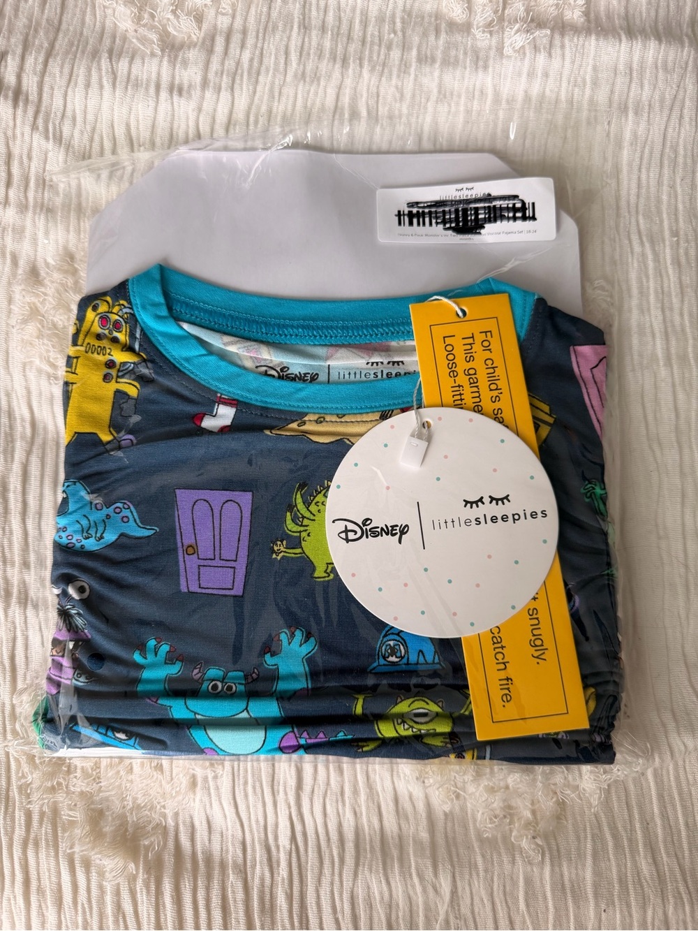 Little Sleepies Navy Monsters Pajama Set with Turquoise Trim